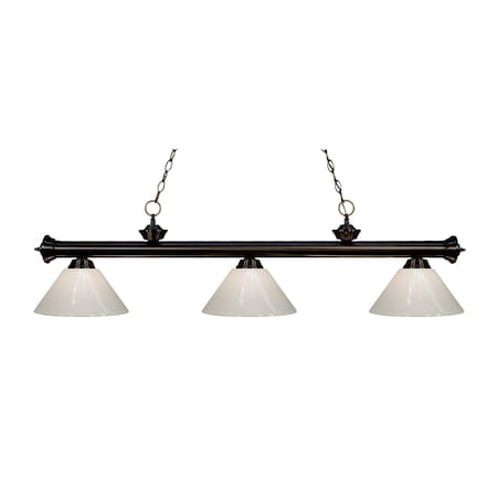 Z-Lite Riviera 3 Light Billiard Light, Bronze & White 200-3BRZ-PWH